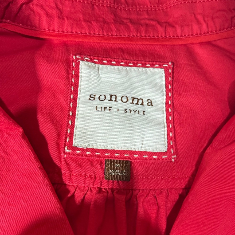 Sonoma Life + Style Womens Red Cropped Blazer Jacket Lace Trim Size M - Picture 2 of 7